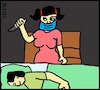 Cartoon: Psycho-Mädchen 6 (small) by Kritzelhonk tagged mädchen,frau,schlafen,nacht,heimtücke,mord,messer,horror,angst,unbehagen