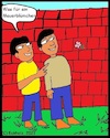 Cartoon: Was für ein Mauerblümchen (small) by Kritzelhonk tagged männer,spott,mauerblümchen,sprache,sprichwort,mauer,blümchen,allegorie,sinnbild