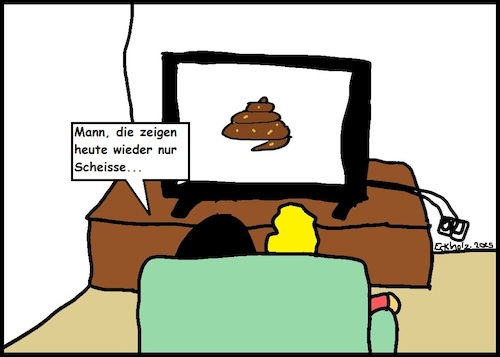 Cartoon: Scheisse im Fernsehen... (medium) by Amateur tagged scheisse,fernsehen,tv,sittenverfall,ehe,mann,frau,glotze,freizeit,gesellschaft