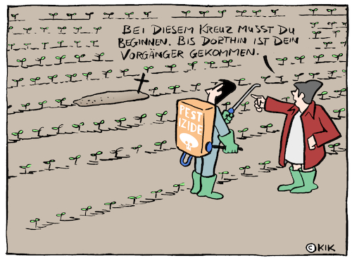 Cartoon: Pestizide (medium) by Kik tagged pestizide,pflanzenschutzmittel,pflanzen,risiken