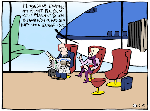 Cartoon: Saubere Luft (medium) by Kik tagged sauber,luft,flugzeug,fliegen,lufthansa