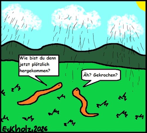 Cartoon: Zwei Würmer... (medium) by Mr Speck tagged würmer,kriechen,natur,flachwitz