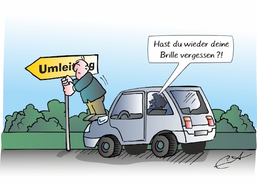 Cartoon: Brille (medium) by Bernd Eisert tagged auto,schild,brille,ehefrau,auto,schild,brille,ehefrau
