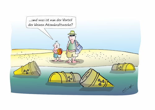 Cartoon: Kleine AKWs (medium) by Bernd Eisert tagged atomkraftwerk,deutschland,neubau,kernenergie,söder,abfall,atomkraftwerk,deutschland,neubau,kernenergie,söder,abfall