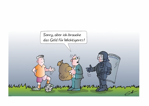 Cartoon: Wertschätzung (medium) by Bernd Eisert tagged fußball,profi,club,polizei,sicherheit,geld,verteilung,fußball,profi,club,polizei,sicherheit,geld,verteilung