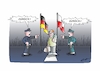 Cartoon: Zurück! (small) by Bernd Eisert tagged grenze,beamte,immigrant,ausländer,abschieben,heimat,ziel