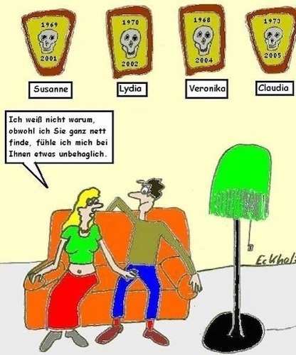 Cartoon: Unbehaglichkeit... (medium) by SMK1978 tagged unbehaglichkeit,serienmörder,mord,frau,mann,unbehagen,angst,furcht,horror,beziehung