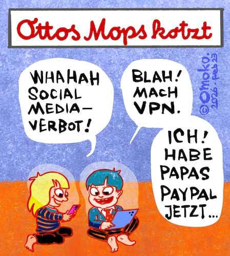 Cartoon: Social Media Verbot (medium) by omoko tagged social,media,verbot,medienkompetenz,lifehack