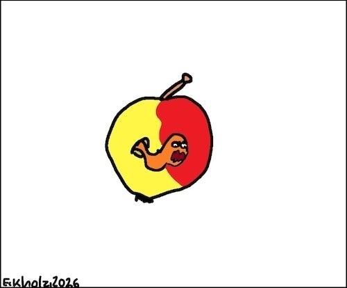 Cartoon: Ohne Worte (medium) by Kritzelspacko78 tagged wurm,apfel