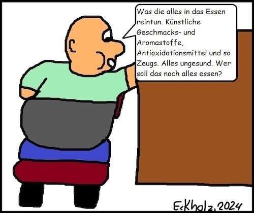 Cartoon: Ungesundes Essen... (medium) by Kritzelspacko78 tagged essen,ernährung,lebensmittelchemie,lebensmittel,einkaufen,konsum,gesellschaft,fettleibigkeit,adipositas,übergewicht
