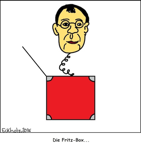 Cartoon: Die Fritz-Box... (medium) by Klops tagged fritz,friedrich,merz,bundeskanzler,kiste,scherzartikel,spielbox