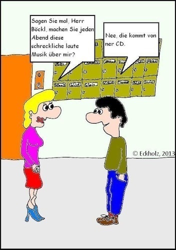 Cartoon: Laute Musik... (medium) by Honk1978 tagged musik,ruhestörung,lärm,gesellschaft,mann,frau,nachbarschaft