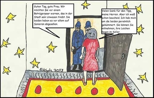 Cartoon: Selbstjustiz... (medium) by Kritzelpsycho tagged selbstjustiz,betrug,krimianlität,polizei,mord,totschlag,leichen,keller,wehrhaftigkeit,gauner,halunken,betrüger,oma,frau,männer,gesellschaft