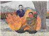 Cartoon: Grettoon 017 (small) by Grettoonist tagged politics uk government climate change andy burnham prime minister north sea oil environment drought wildfires selfimmolation miliband