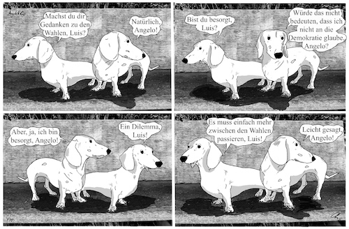 Cartoon: Dilemma (medium) by ChrisHolt tagged wahlen,dackelsicht