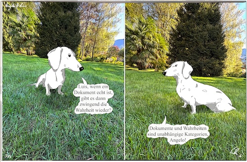 Cartoon: Dokumentenecht (medium) by ChrisHolt tagged wahrheit,dackelsicht