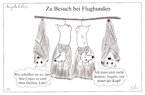 Cartoon: Flughunde (medium) by ChrisHolt tagged ähnlichkeiten,dackelsicht