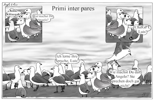 Cartoon: Gulls II (medium) by ChrisHolt tagged sprachenlernen,dackelsicht