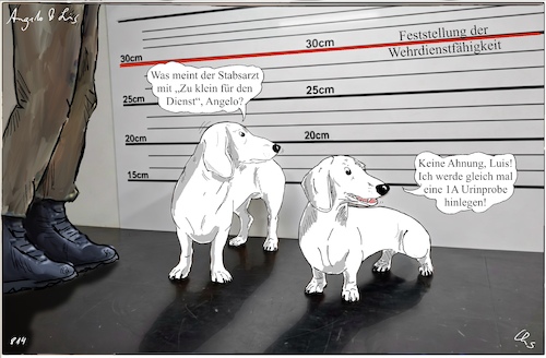 Cartoon: Musterung (medium) by ChrisHolt tagged verwaltung,dackelsicht