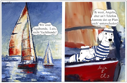 Cartoon: Yachthunde (medium) by ChrisHolt tagged dialekte,dackelsicht