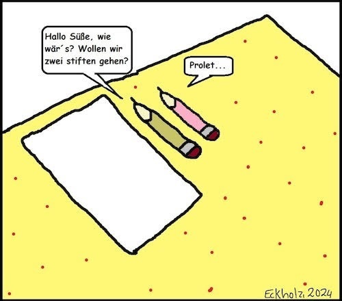 Cartoon: 4 - Stiften gehen... (medium) by Sven Maximilian tagged anmache,stifte,sprache,redensart