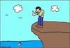 Cartoon: 1 - Ohne Worte (small) by Sven Maximilian tagged not,ertrinken,hilfe,winken,missverständnis,männer,felsen