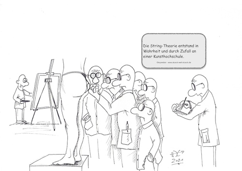 Cartoon: String-Theorie (medium) by Kay Weber tagged physik,quantenphysik,wissenschaft,forschung,universität,kunst,kunsthochschule,malen,malerei,zeichnen,künstler