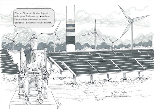 Cartoon: Todesstrafe (medium) by Kay Weber tagged tod,todesstrafe,urteil,gericht,strafe,strafgericht,richter,energie,erneuerbar,klima,klimawandel,windenergie,windkraft,solar,solarenergie,sonne,sonnenenergie
