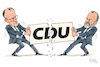 Cartoon: Die Zerreißprobe (small) by Frank Kiwy tagged cdu,csu,merz,weber,afd,brandmauer,richtungsstreit