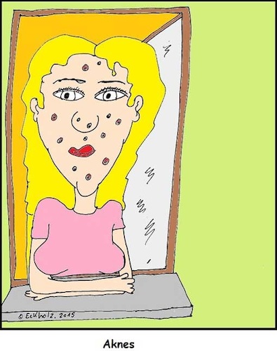 Cartoon: Aknes... (medium) by Wurstfresser tagged pickel,mitesser,agnes,aknes,sprache,mädchen,frau,gesundheit