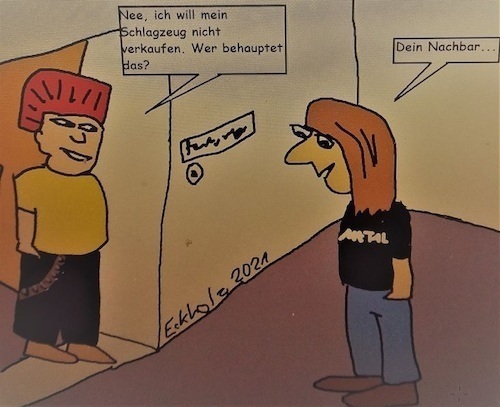 Cartoon: Interesse... (medium) by Wurstfresser tagged interesse,punk,musik,ruhestörung,belästigung,gesellschaft,jugend,nachbarschaft,schlagzeug