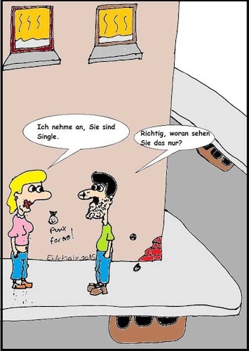 Cartoon: Single... (medium) by Kloppi tagged single,mann,frau,junggeselle,liebe,einsamkeit,gesellschaft,hässlich