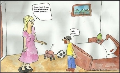 Cartoon: Benny... (medium) by Wutkritzler1978 tagged benny,erwischt,junge,familie,naschen,schokoladenkuchen,erziehung