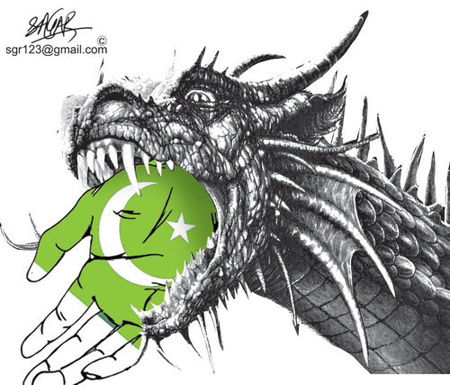 Cartoon: Pakistan in danger (medium) by sagar kumar tagged terrorism