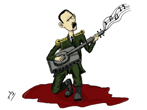Cartoon: Death song (medium) by yaserabohamed tagged asad,al,bashar