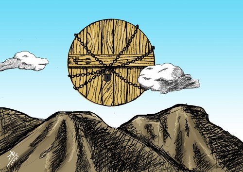 Cartoon: Gate of the Sun (medium) by yaserabohamed tagged gate,sun,palestine