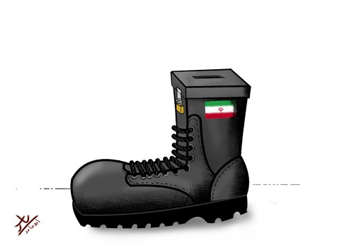 Cartoon: Iranian election (medium) by yaserabohamed tagged iranian,election,boot,army