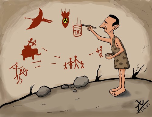 Cartoon: Memoir (medium) by yaserabohamed tagged bashar,alassad,memoir,cave,man