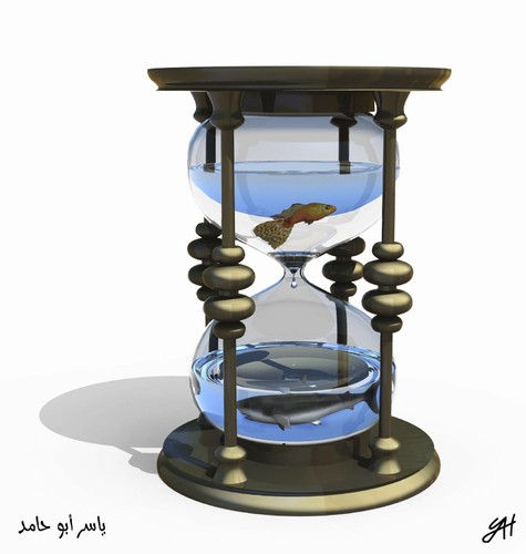 Cartoon: water clock (medium) by yaserabohamed tagged time