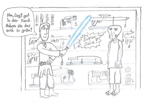 Cartoon: Jedi beim Einkauf (medium) by fantanton tagged star,wars,jedi