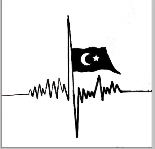 Cartoon: earthquake in Türkiye (medium) by MSB tagged deprem