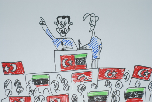 Cartoon: sarkozy cameron libyada (medium) by MSB tagged libya,sarkozy,cameron