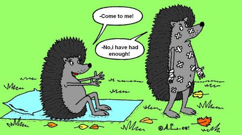 Cartoon: Hedgehog Love (medium) by Aleksandr Salamatin tagged love,hedgehogs