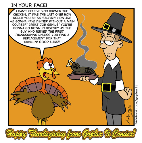 Cartoon: Thanksgiving (medium) by Gopher-It Comics tagged gopherit,ambrose,turkey,thanksgiving,pilgrim