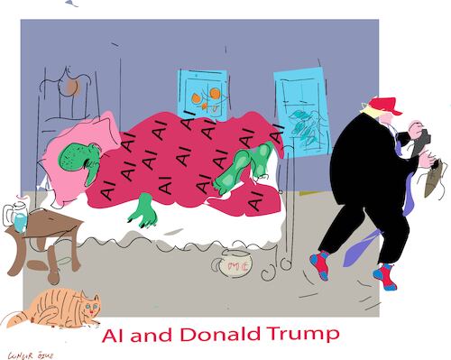 Cartoon: AI is sleeping (medium) by gungor tagged trump,and,sleeping,ai,trump,and,sleeping,ai