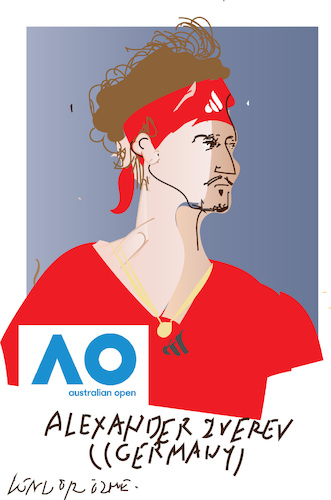 Cartoon: Alexander Zverev (medium) by gungor tagged alex,zverev,at,australian,open,2025