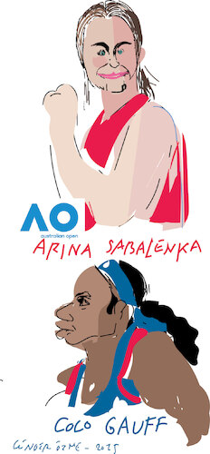 Cartoon: A.Sabalenka and C.Gauff (medium) by gungor tagged two,female,tennis,players,at,ao,2025,two,female,tennis,players,at,ao,2025