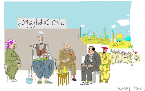 Cartoon: Baghdad Cafe (medium) by gungor tagged iraq