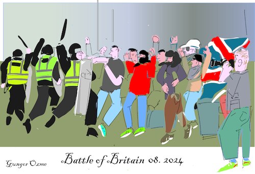 Cartoon: Battle of Britain (medium) by gungor tagged riots,against,migrants,2024,riots,against,migrants,2024