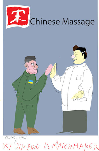 Cartoon: Chinese massage clinic (medium) by gungor tagged peace,talk,with,ukraine,peace,talk,with,ukraine
